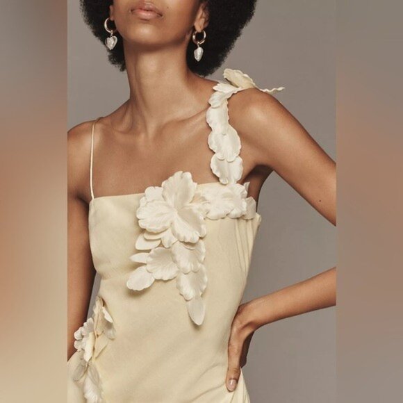 NWT Size S - Hutch 3D Floral Appliqué Linen Blend Dress (NWT US$ 218) - Picture 9 of 16